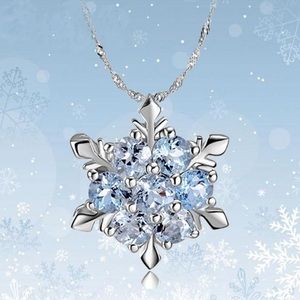 Silver and Blue Snowflake Necklace
